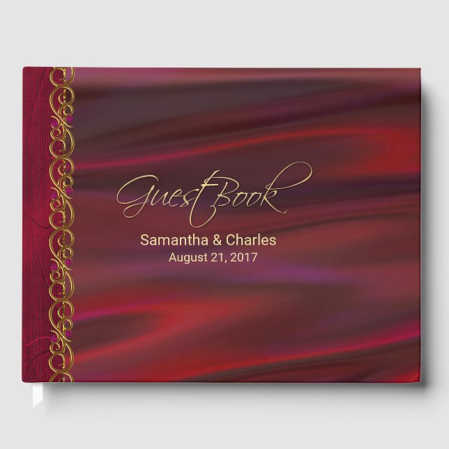 Wine Red Satin et or Look Mariage livre d'hôtes (Recto)