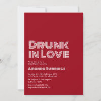 Wine Red Script Drunk in Love Retro Bridal Shower