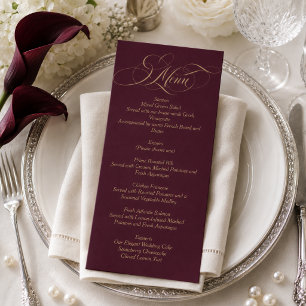 Wine Red Simple Elegant Script Wedding Menu