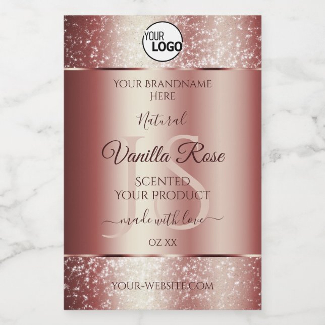 Wine Red Soft Glitter Product Labels Monogram Logo (Single Label)