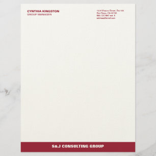Wine red stripe ecru professional business company letterhead