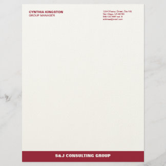 Wine red stripe ecru professional business company letterhead