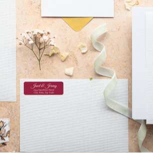 Wine Red Stylized Names Wedding Address