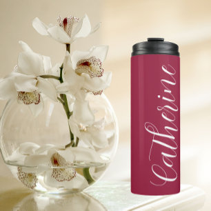 Wine Red Stylized Wedding Bridesmaid Thermal Tumbler