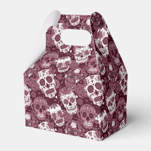 wine red sugar skull floral ornamental pattern favor box