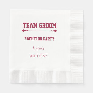 Wine Red Team Groom Bachelor Party Napkin