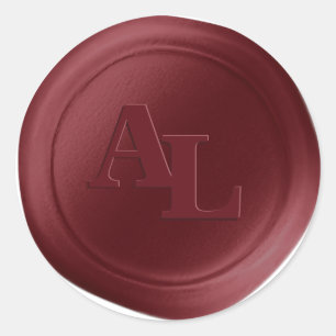 Wine Red Wax Seal Monogram Wedding Stickers