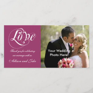 Wine Red Wedding Thank You Photo Card Template