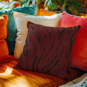 wine red Zebra Pattern  Throw Pillow