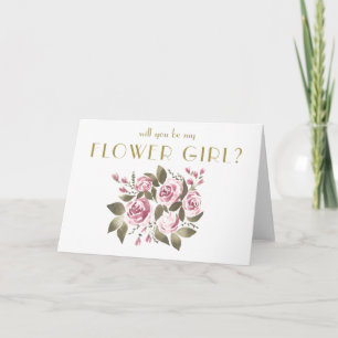 Wine Rose Bouquet Will You Be My Flower Girl? Invitation