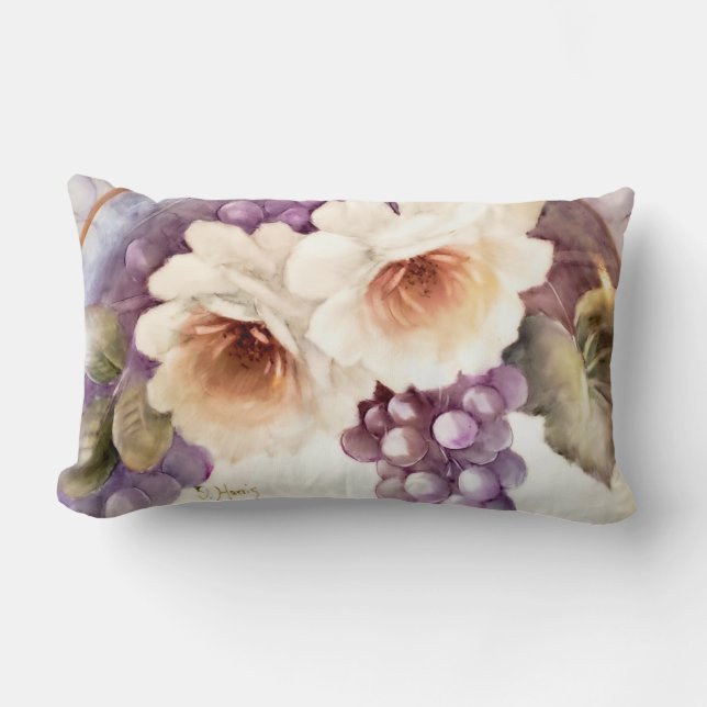 Wine & Roses Lumbar Pillow (Front)