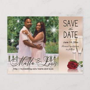 Wine & Roses Photo Save the Date Blush Pink Announcement Postcard