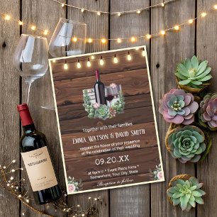 Wine Rustic Rose Country Barn Lights Wedding Invitation