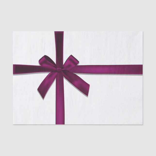 Wine Satin Ribbon Bow Christmas Holiday Party Tissue Paper (Front)