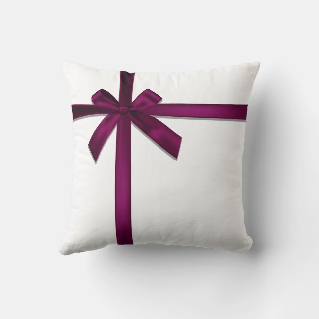 Wine Satin Ribbon Bow  Throw Pillow (Back)