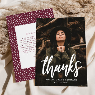 Wine Scripted Photo Graduation Thank You Card