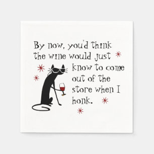 Wine Should Know Funny Quote with Cat Napkin