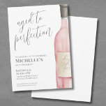 Wine Simple Sixty 60th Birthday Party Invitation<br><div class="desc">Sophisticated Wine Simple Sixty 60th Birthday Party Invitation. Mark sixty years with this timeless and elegant invitation, featuring a large watercolor pink and grey wine bottle on the right side for a contemporary touch. "Aged to Perfection" is elegantly displayed at the top in script typography, with a classic serif font...</div>