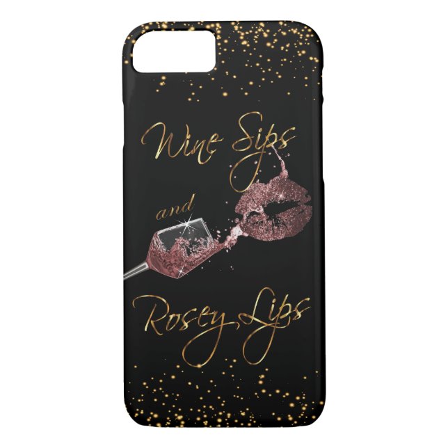 Wine Sips and Rosey Lips 2 - Dusty Rose Case-Mate iPhone Case (Back)