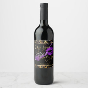 Wine Sips 🍷 and Sweet Lips -  Purple - Marble Wine Label