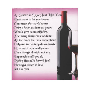 Wine   Sister in Law  Poem Notepad