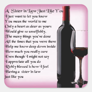 Wine   Sister in Law  Poem Square Sticker
