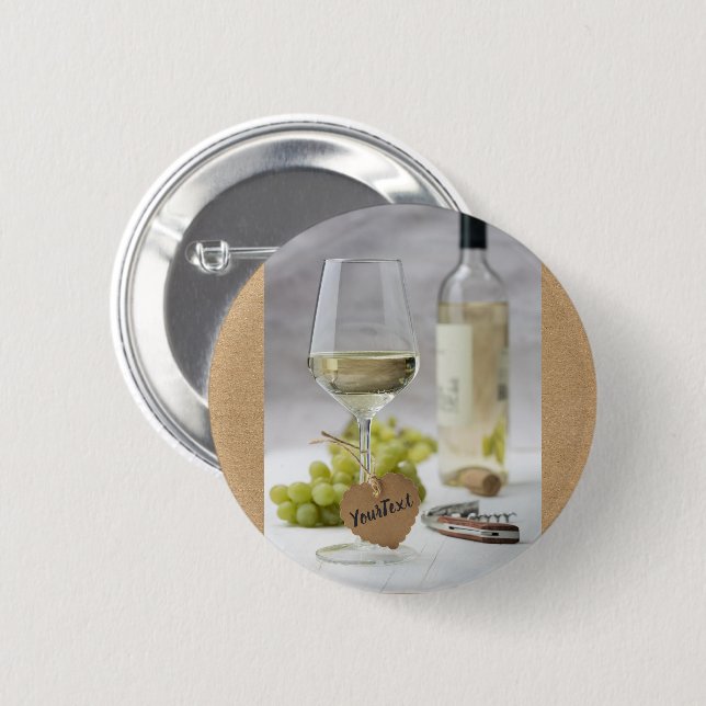 Wine Sommelier Vine Lover Bottle Grape Design 2 Inch Round Button (Front & Back)