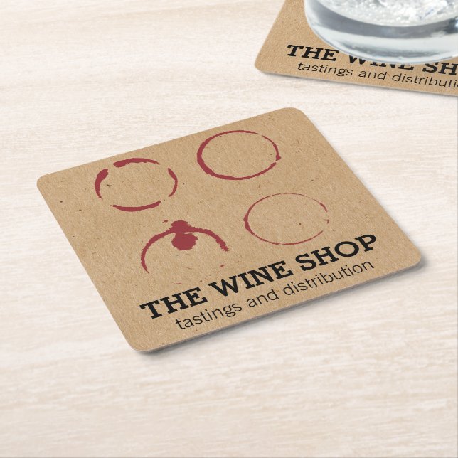 Wine Specialist Wine Stain Square Paper Coaster (Angled)