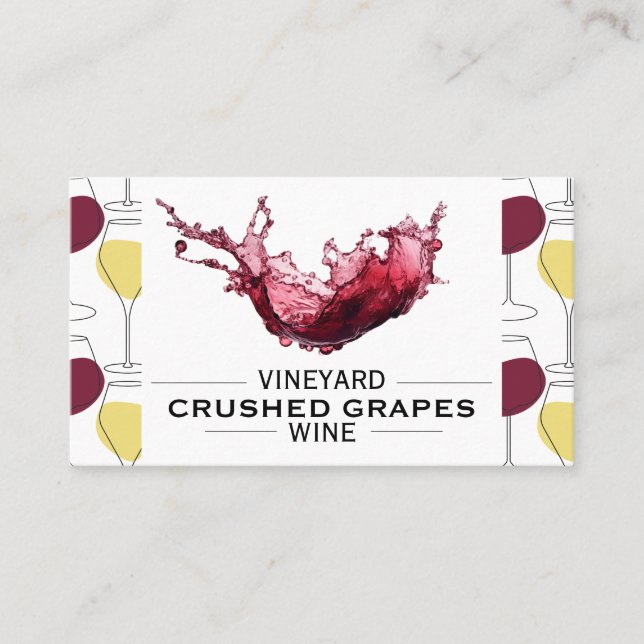 Wine Splash | Red White Glass Pattern Business Card (Front)