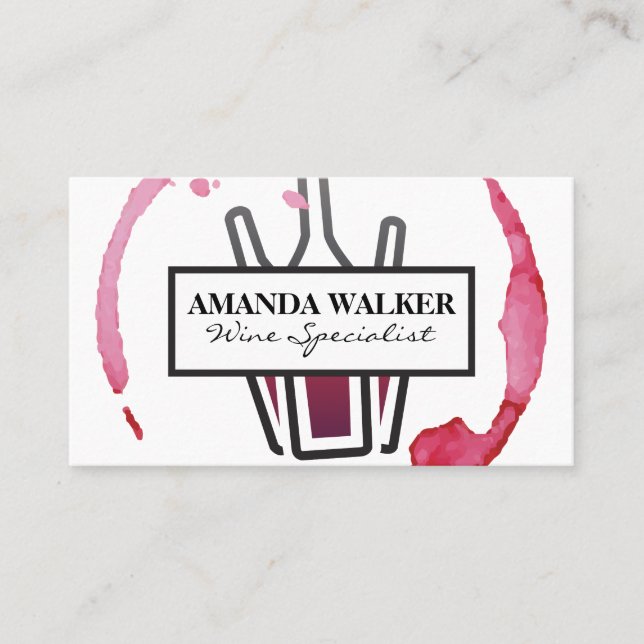 Wine Stain and Bottles Business Card (Front)