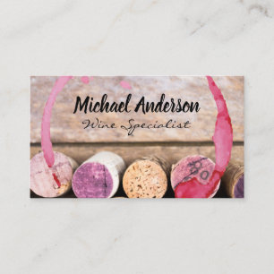 Wine Stain Corks on Table Business Card