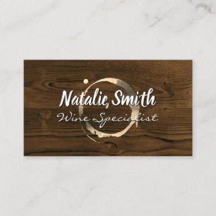 Wine Stain Gold Wood Background Business Card