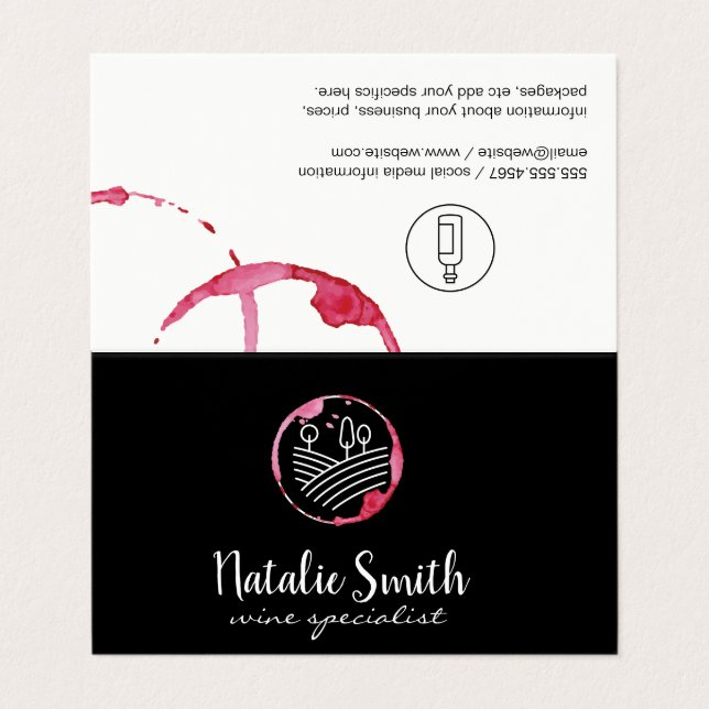 Wine Stain (wine bottle) Vineyard Business Card (Outside Unfolded)