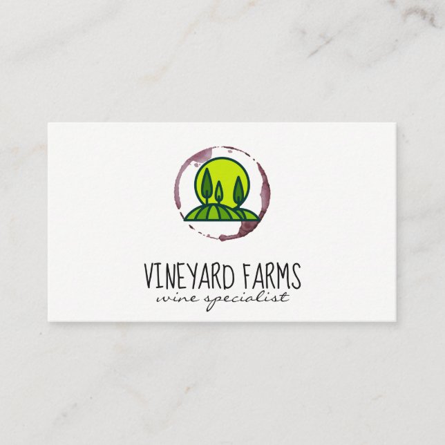 Wine Stain (wine glass) Vineyard Winery Business Card (Front)