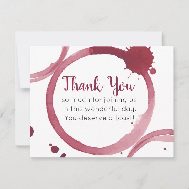 Wine Stains Wedding Thank You Card (Front)