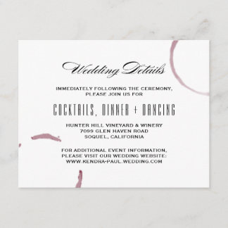 Wine Stains Winery Vineyard Information Card