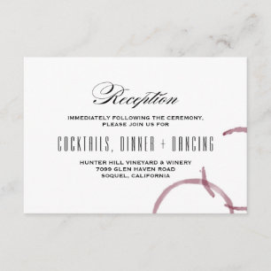 Wine Stains Winery Vineyard Wedding Reception Card