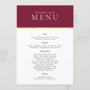 Wine Stylish Gold foil Wedding modern Menu