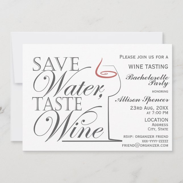 Wine tasting Bachelorette Party Invitation design (Front)