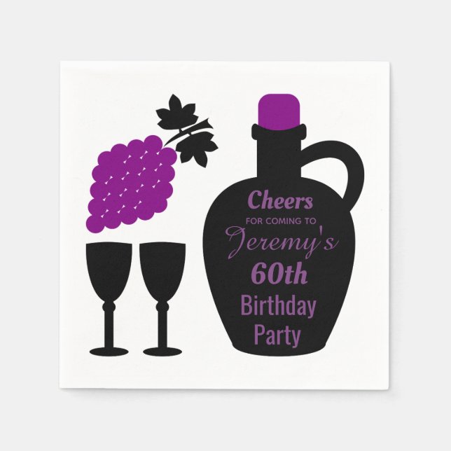 Wine tasting Birthday Milestone Custom Napkin (Front)