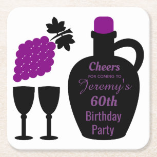 Wine tasting Birthday Milestone Custom Square Paper Coaster