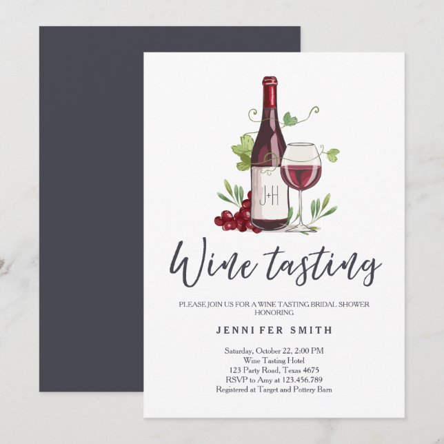 Wine Tasting Bridal shower invite Rustic Winery (Front/Back)