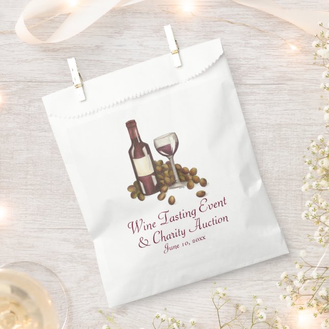 Wine Tasting Cocktail Party Bottle Glass Grapes Favour Bag (Clipped)
