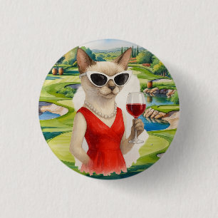 Wine Tasting Event for Cat lovers 1 Inch Round Button