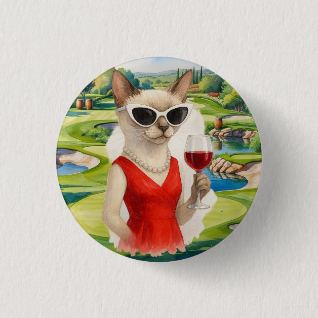  Wine Tasting Event for Cat lovers 1 Inch Round Button (Front)