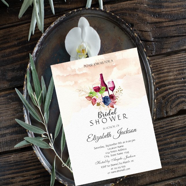 Wine Tasting Floral Bridal Shower  Invitation (Creator Uploaded)