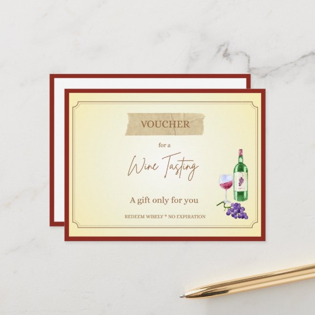 'Wine Tasting' Funny Gift Voucher Postcard (Front/Back In Situ)