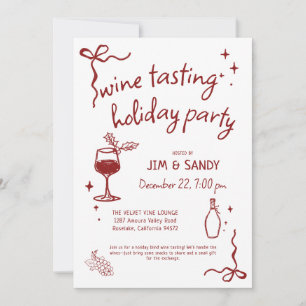 Wine Tasting Holidays Party Whimsical Christmas Holiday Card