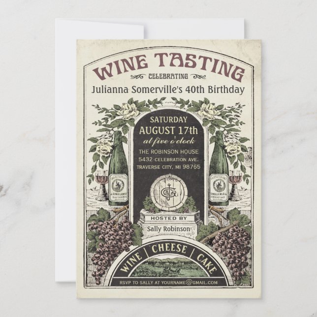 Wine Tasting Invitations (Vintage) v.3 (Front)