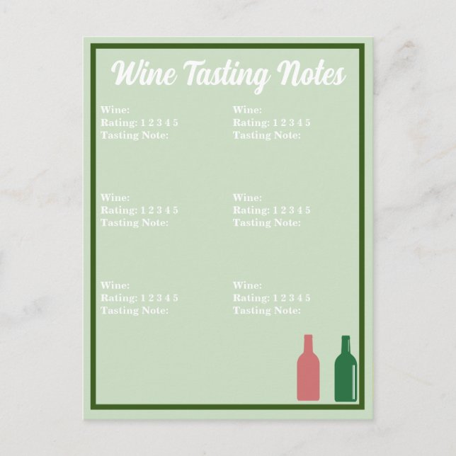 Wine Tasting Notecard Postcard (Front)